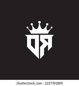 DR or RD logo monogram symbol shield with crown shape design vector