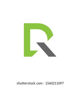 DR or RD unique letter logo design with green and gray.