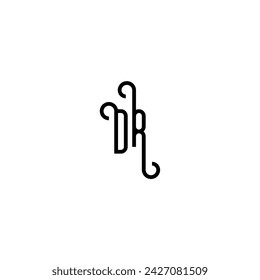 DR simple curved concept initial logo design black and white background