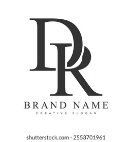 DR trendy logotype template. Initial letter d and r classic font style. Creative logo for company name or identity. Vector illustration.