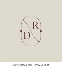 DR wedding classic in elegant monogram with high quality professional design that will print well