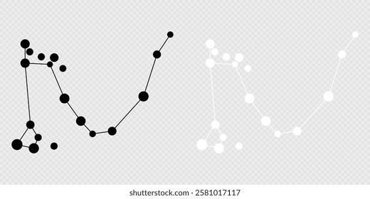 Draco constellation map set. Vector illustration.