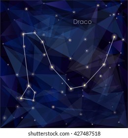 Draco constellation in night sky, background is a triangulation