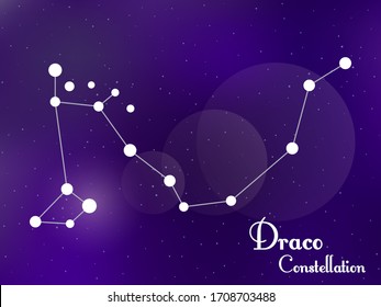 Draco constellation. Starry night sky. Cluster of stars, galaxy. Deep space. Vector illustration