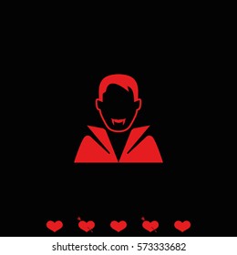 Dracula avatar. Vampire in costume icon.