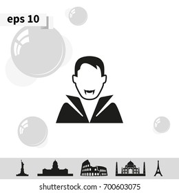 Dracula avatar. Vampire in costume icon.