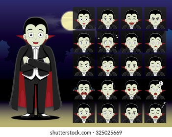 Dracula Cartoon Emotion faces Vector Illustration