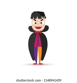 Dracula cartoon in flat design concept. Halloween cartoon charector collection.Vector illustration.