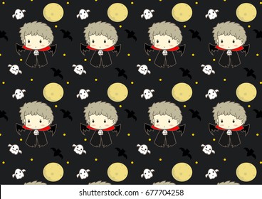 Dracula cartoon seamless pattern vector