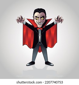 Caricatura de dracula, personaje vector de halloween.