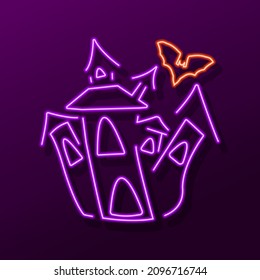 dracula castle neon sign, modern glowing banner design, colorful modern design trend. Vector illustration.
