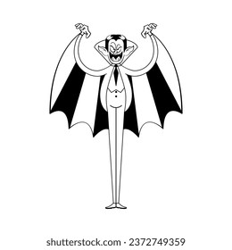 Dracula Character of Hallowen Isolated Retro Cartoon Vector