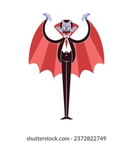 Dracula Character of Hallowen Isolated Retro Cartoon Vector