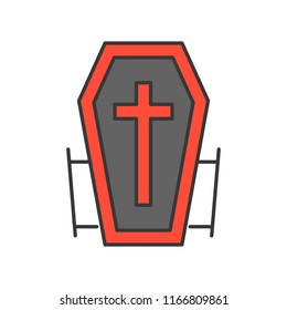 Dracula coffin, Halloween related icon, filled outline design editable stroke