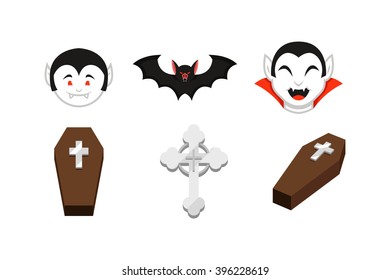 Dracula, Coffins and Crosses Vector Icons