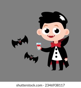 Dracula . Cute halloween cartoon characters . Vector .