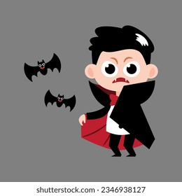 Dracula . Cute halloween cartoon characters . Vector .