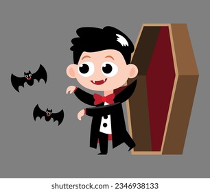 Dracula . Cute halloween cartoon characters . Vector .