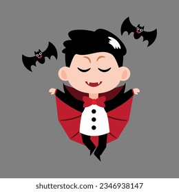 Dracula . Cute halloween cartoon characters . Vector .