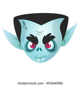 Dracula Face Colored Vector Icon. Halloween vampire head