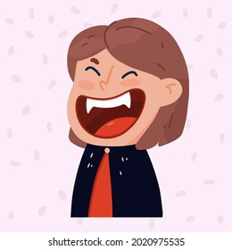 Drácula con colmillos para halloween. Concepto de Halloween. Ilustración vectorial en estilo plano