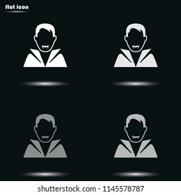 Dracula flat grayscale vector avatar. Vampire in costume icon.