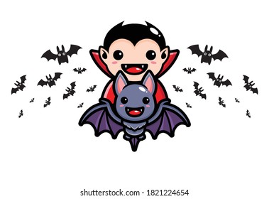 dracula flying up on cute bats