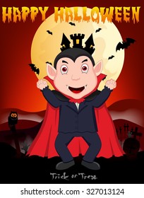 Dracula with Full Moon Vector Illustration For Happy Halloween