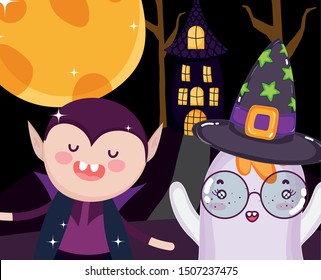 dracula ghost and house halloween