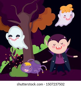 dracula ghosts spider forest trees halloween