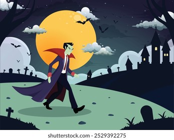 dracula graveyard full moon night background