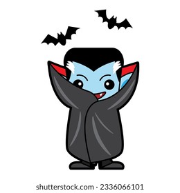 Dracula halloween cartoon character . Vector .