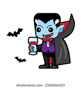 Dracula halloween cartoon character . Vector .