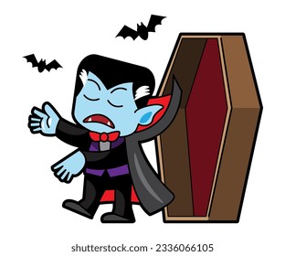 Dracula halloween cartoon character . Vector .