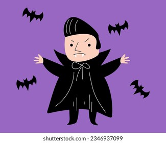 Dracula . Halloween cartoon characters . Vector .