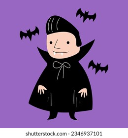 Dracula . Halloween cartoon characters . Vector .