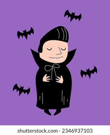 Dracula . Halloween cartoon characters . Vector .