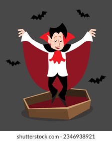 Dracula . Halloween cartoon characters . Vector .