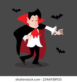 Dracula . Halloween cartoon characters . Vector .