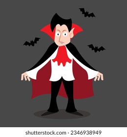 Dracula . Halloween cartoon characters . Vector .