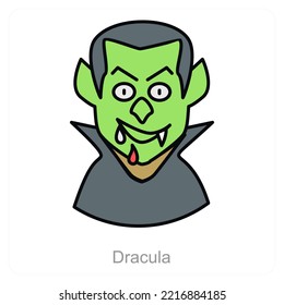 Dracula and halloween icon concept