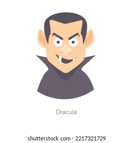 Dracula and halloween icon concept