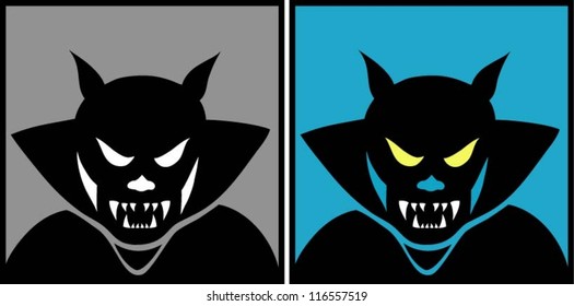 Dracula (Halloween masks 1). Color and monochrome Halloween masks with comic style