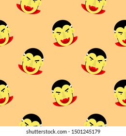 Dracula halloween seamless pattern, avatar flat design illustration. icon for halloween. flat design character. Simple mascot