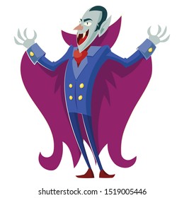 Dracula, halloween vampire. Elements for you Halloween. Vector illustration in cartoon style.  Isolated on white background.