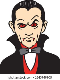 Dracula have red eyes with red teeth, Dracula, Halloween icon, vector illustration 