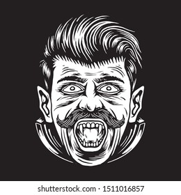Dracula Head In Black And White 