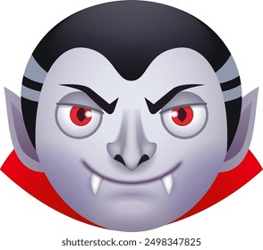 Dracula head cartoon icon. Happy vampire face isolated on white background