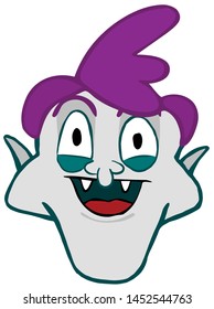Dracula head character in cartoon style with a happy expression face