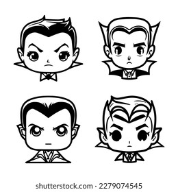 dracula head collection set hand drawn illustration cartoon